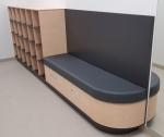 Shoe Cubby and Bench Seat with Upholstered Cushion